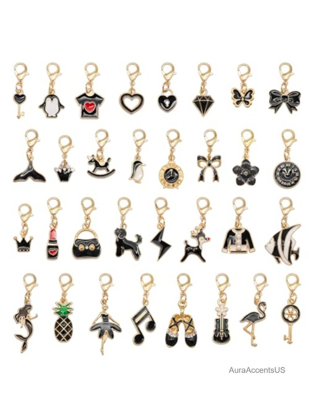 60pc Enamel Shoe Charms Set Lobster Clasp Clips for Sneakers Sandals Bags